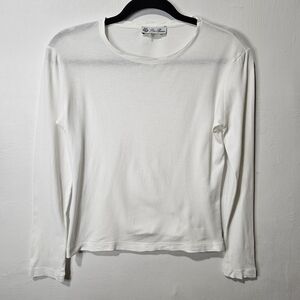 Loro Piana Long Sleeve Crop Tee Shirt White Size 42 US 6